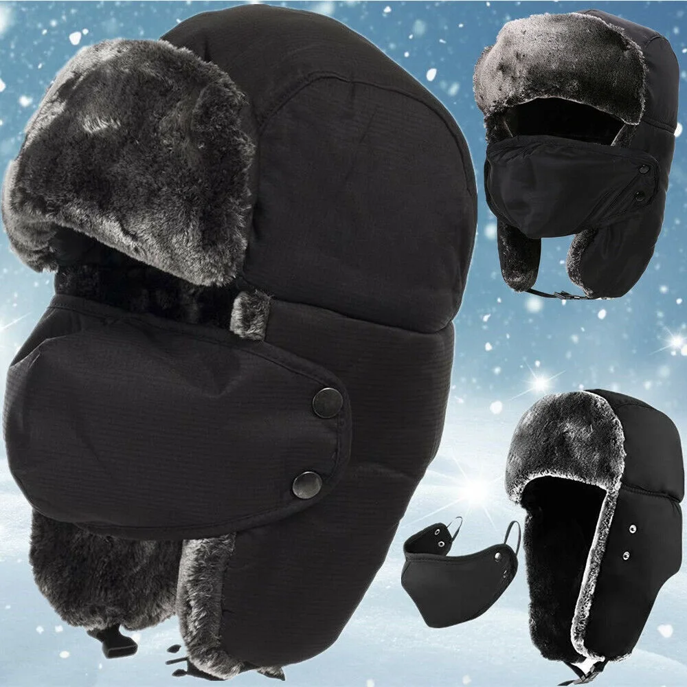 

Men's Women's Winter Hat Face Mask Warm Aviator Russian Forces Ski Hat