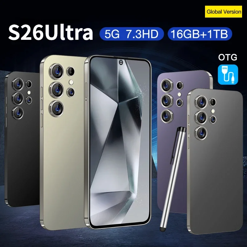 Новый бренд S26 Ultra Global Смартфон 7 3 HD Экран 22G + 2T 8800 мАч Android 14 5G Dual Sim