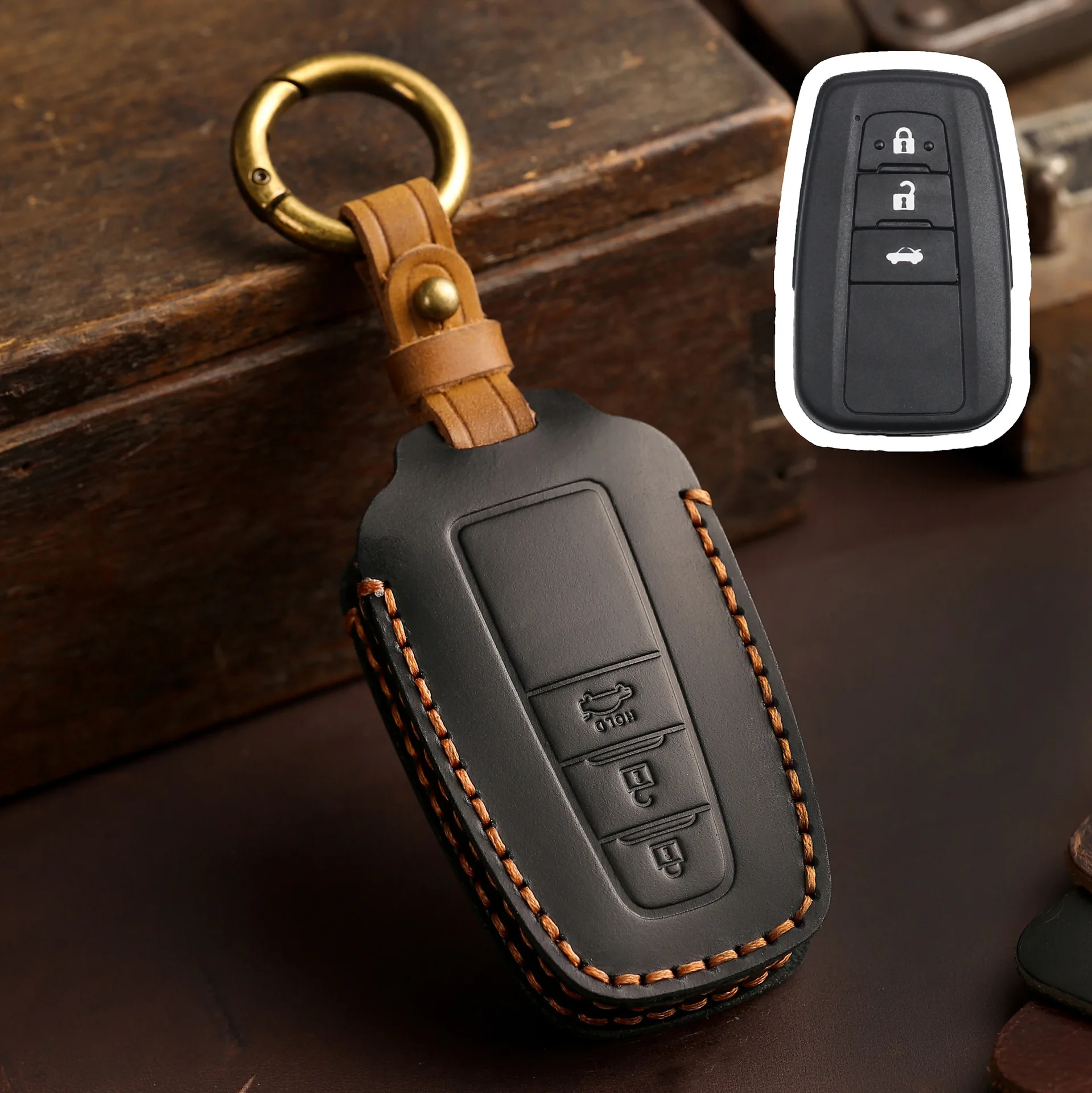 

Кожаный Автомобильный брелок для ключей чехол для Toyota Fortuner Rav4 Highlander Yaris Auris Camry Land Cruiser Prado 150 Mark X Venza CHR