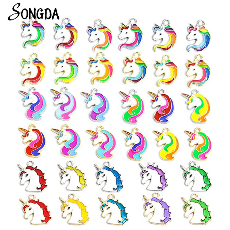 

10 шт. разные стили эмалевые радужные очаровательные единороги Красочные Подвески из сплава Подвески для DIY ожерелья ювелирные изделия счас...