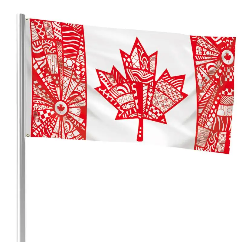 

Canada Indigenous Flag 35x59 Inch Maple Leaf Canada Flag 35x59 Inch Double-Sided Polyester Flag Banners For Patio Lawn Outdoor
