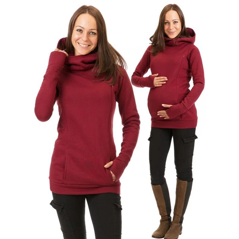 2023 Pregnant Women's Sweater, Hooded Jacket Long Sleeve Hooded Cotton Sweater