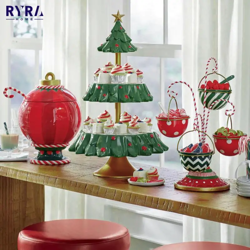 

Christmas Snack Rack Christmas Tree Shape Snack Display Stand 2-Tier Food Cake Pastry Server Stand Table Decoration Ornaments
