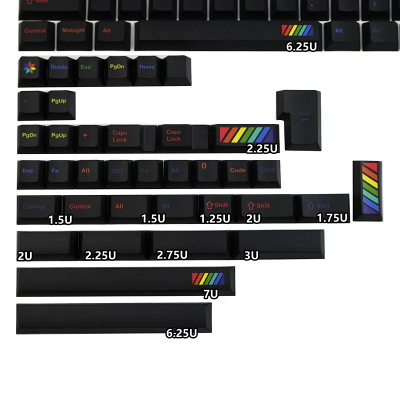 Фото 142 клавиши GMK Midnight Rainbow колпачки для клавиш Cherry Profile PBT сублимационная краска для MX Switch механическая клавиатура 61/68/87/104 №5