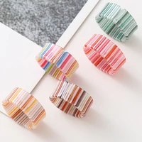 5pcsset geometric colorful resin stripe rings fashion adjustable finger rings for women girls party jewelry gifts wholesale