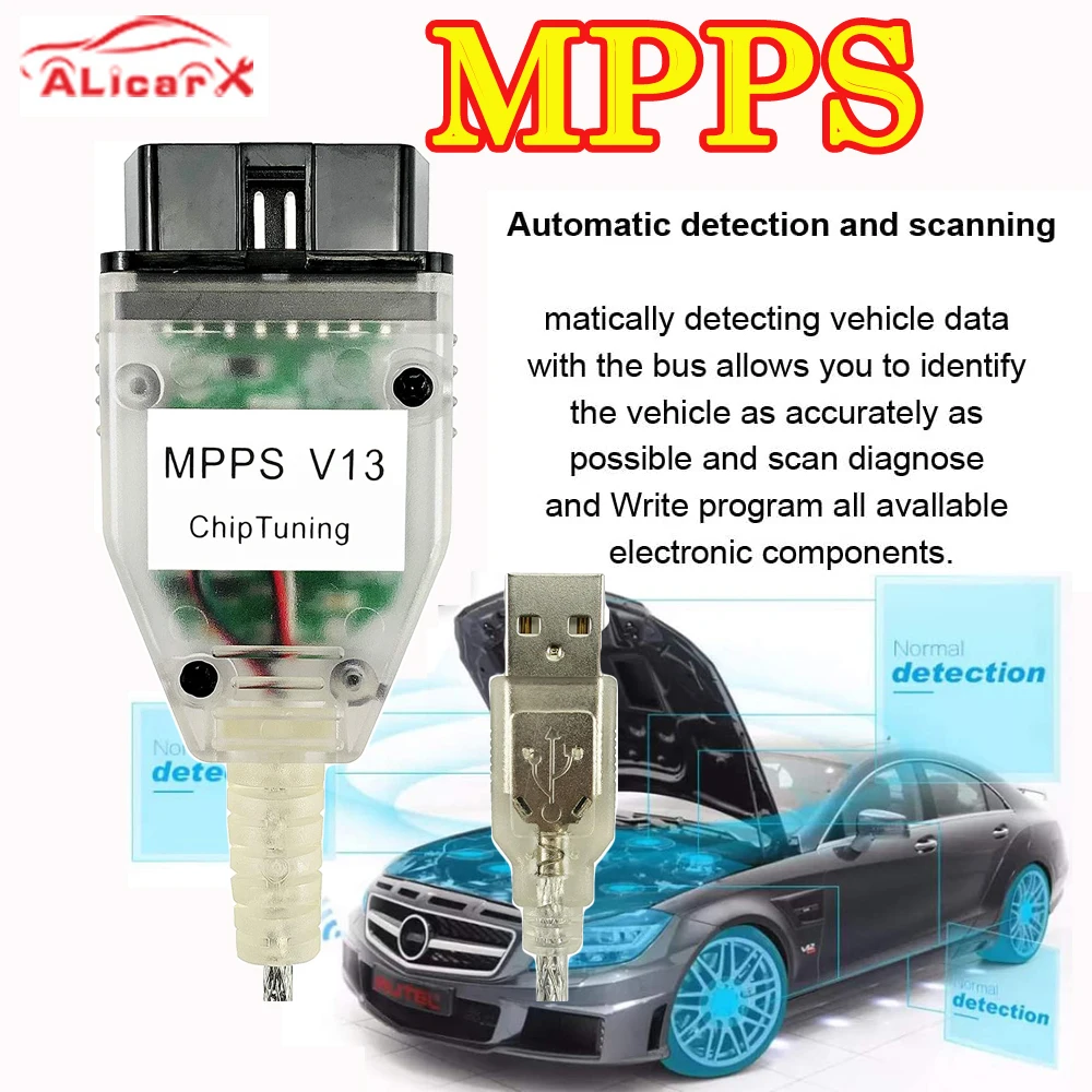 ECU Программатор MPPS V13.02 V13 K CAN Flasher Чип тюнинг MPPS V13 Профессиональный Диагностический кабель для A0di для F0rd