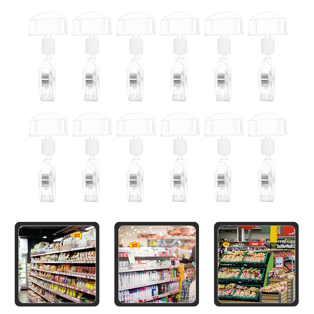 

12 Pcs Pop Advertising Clip Card Display Price Tag Holder Explosion Stickers Abs Business