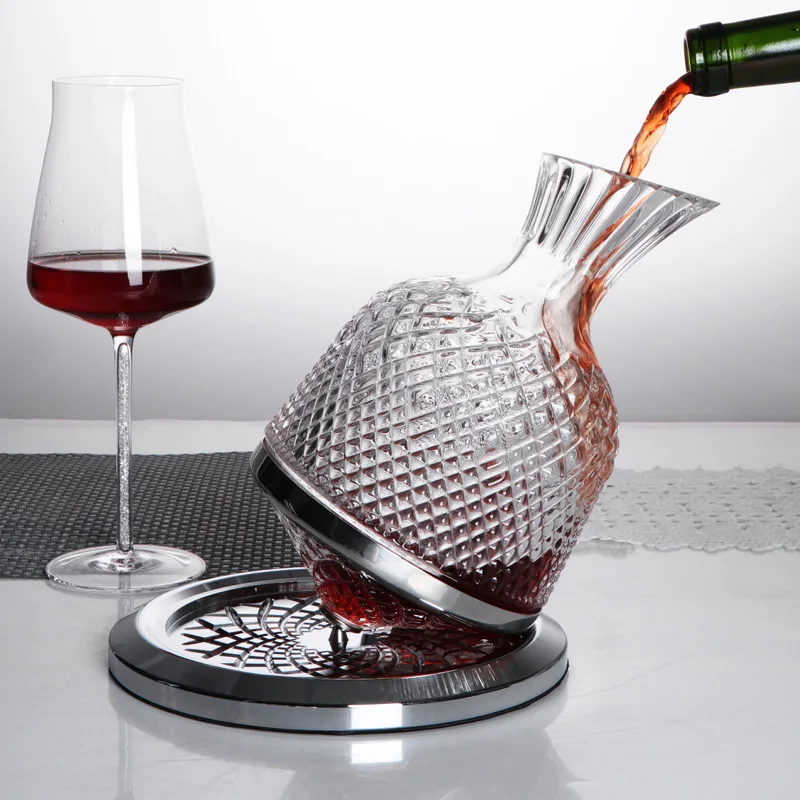 

Luxurious 1000-1500ml with Tray Rotating Wine Separator Tumbler Gyro Bottle Fashion Funny Red Wine Whiskey Decanter Luxury Gift