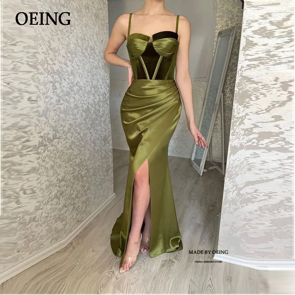 

Оливковое зеленое вечернее платье с разрезом по бокам, сексуальное женское платье, шелковое атласное Плиссированное простое платье