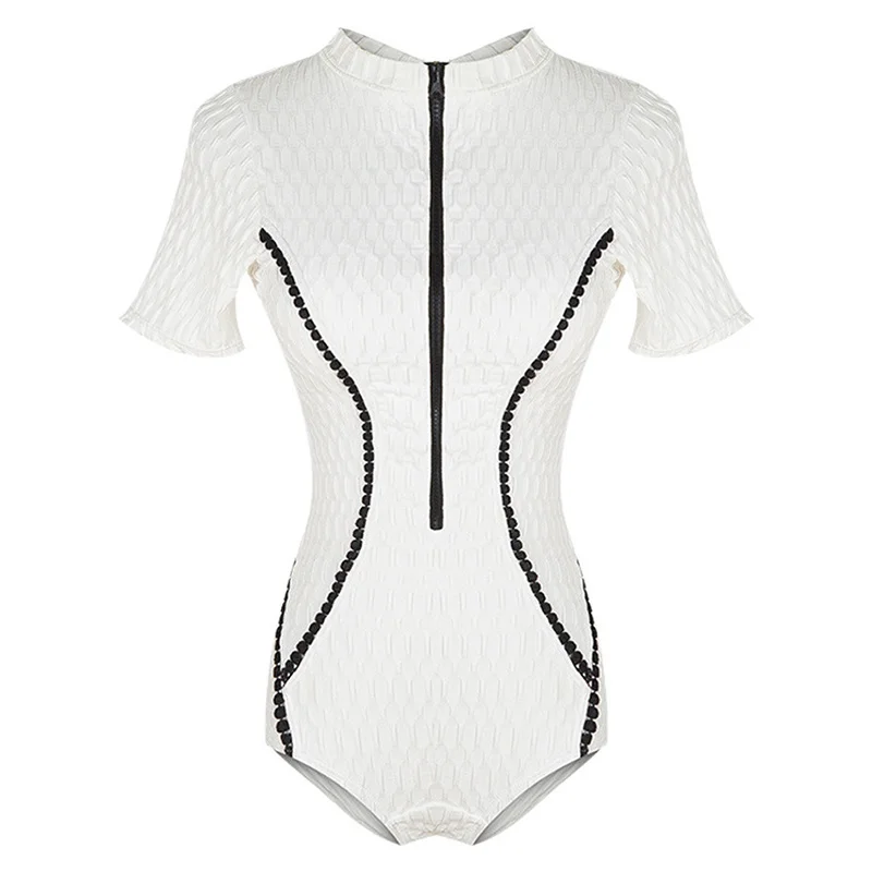 Женский Белый пузырьковый купальник с коротким рукавом и топом сексуальный
