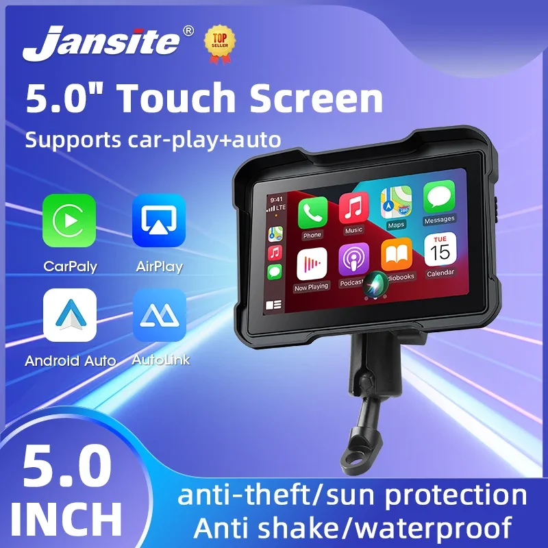 Jansite 5-дюймовый мотоциклетный видеорегистратор CarPlay навигация GPS-монитор