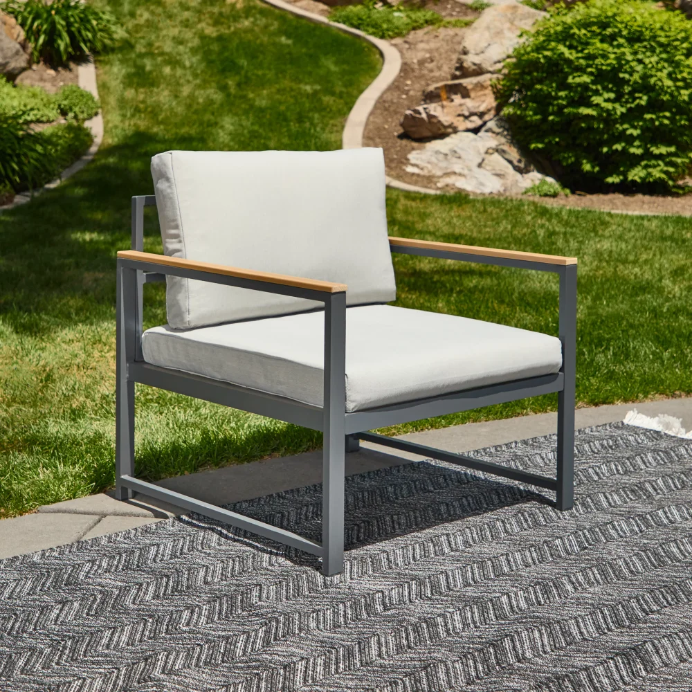 

Mayview Langston Outdoor Metal Chair with Seat Cushions, Gray