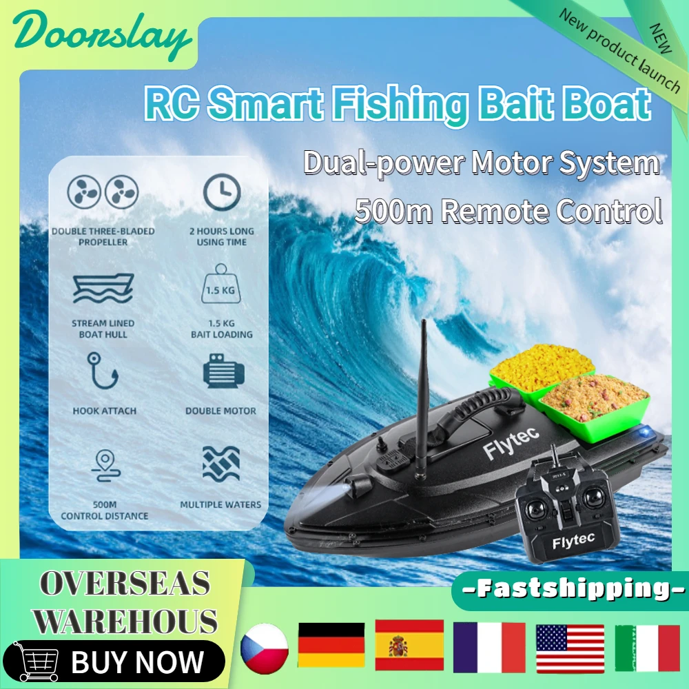 

Fishing Bait Boat RC Fish Finder 500m Remote Control 1.5KG Loading 5200mAH Dual Motor with LED Light Bait Boat Fishing Tool