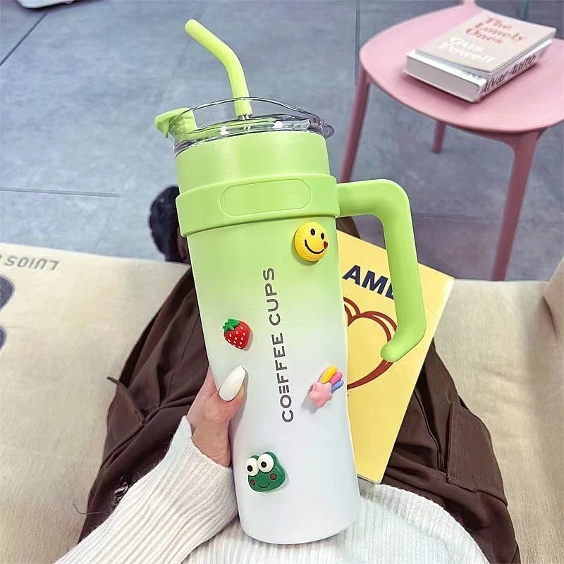 Изолированный стакан на 40 унций с ручкой и крышкой чашка для кофе со льдом из