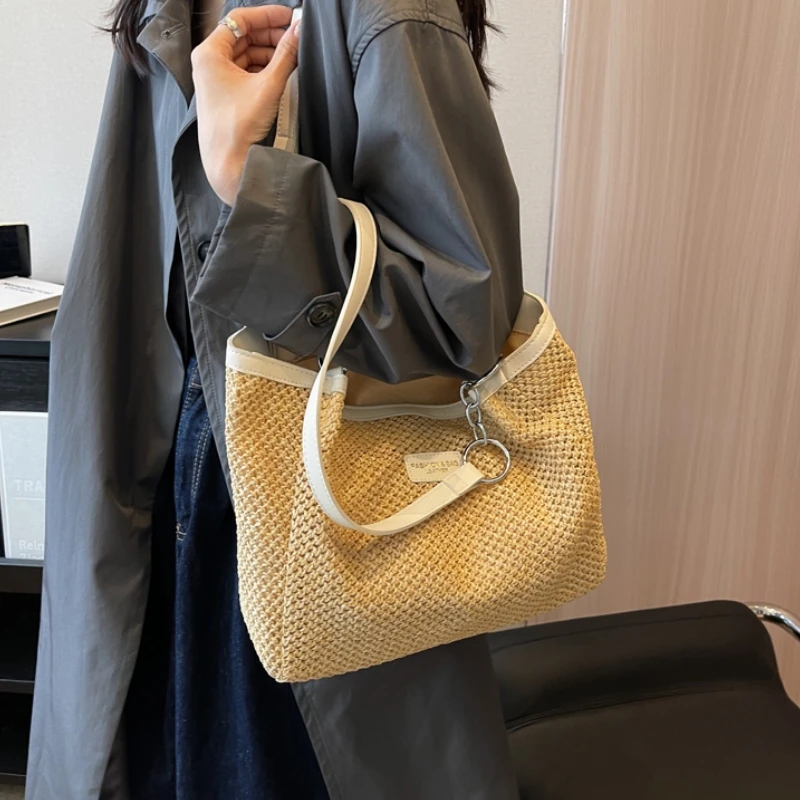 

New Stylish Woven Handbags Ladies Luxury Shoulder Bag Designer Straw Large Capacity Tote Bag Work High Quality Casuals 2023