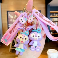 disney anime stellalou keychain cartoon cute doll keyring fashion couple bag ornament key chain model car pendant kid toy gift