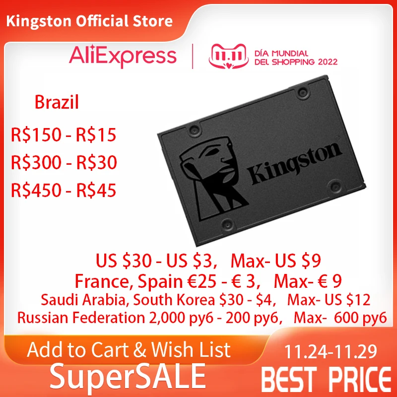 Внутренний твердотельный накопитель Kingston Digital A400 SSD 120 ГБ 240 ГБ 480 ГБ SATA 3 2,5 дюйма, жесткий диск HDD, жесткий диск HD SSD 240 ГБ, ноутбук, ПК