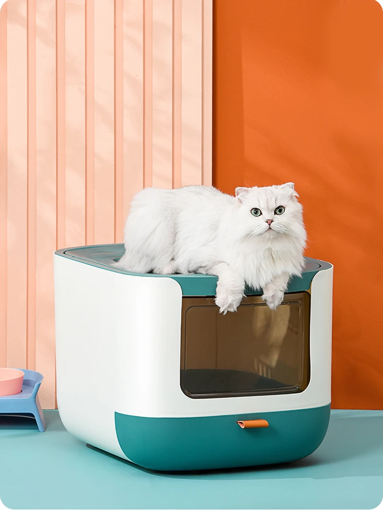 «Classic Enclosure Cat Litter Box Top Entry Sifting Plastic Tray Scoop