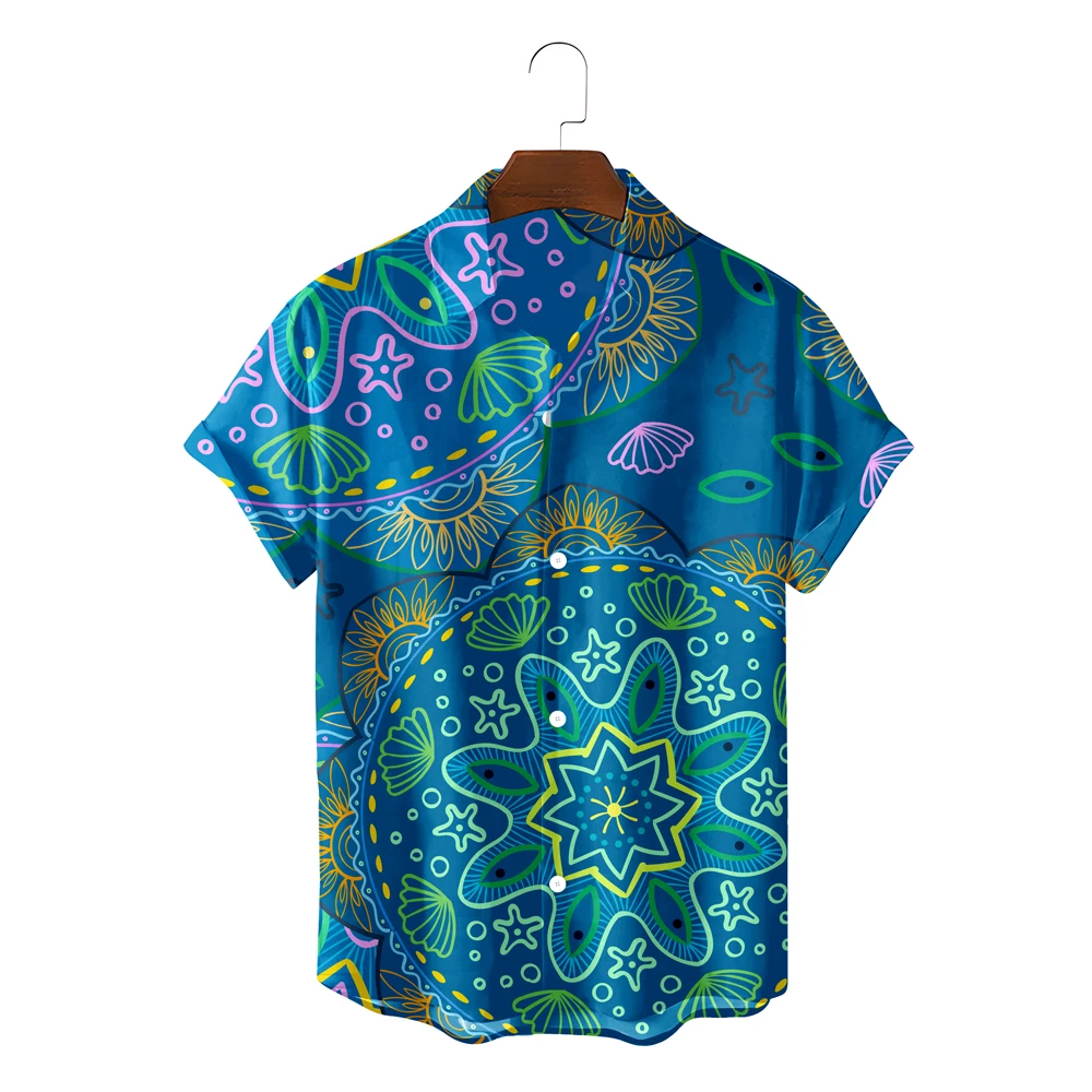 

Casual Men Hawaiian Shirt Fashion Summer Beach Vintage Clothes Blusas Ethnic Tribal Element Camisa Masculina Ropa Hombre Blouse
