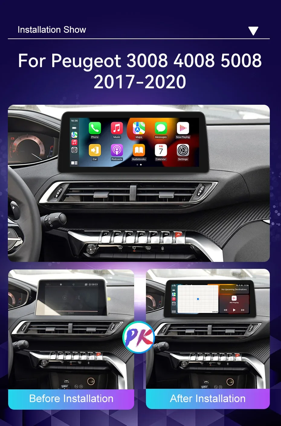 CarPlay DSP 12 3 &quotQLED 720P 360 8G + 256G Carplay Android 14 0 Автомобильный плеер GPS WIFI Авторадио для Peugeot