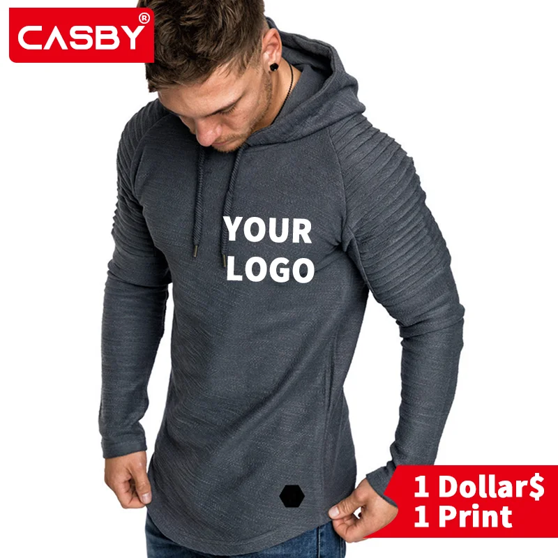 

New Trendy Mens Hoodies Solid Color Hooded Slim Sweatshirt Striped pleated raglan sleeves Male Streetwear Casual sweatshirt Coat