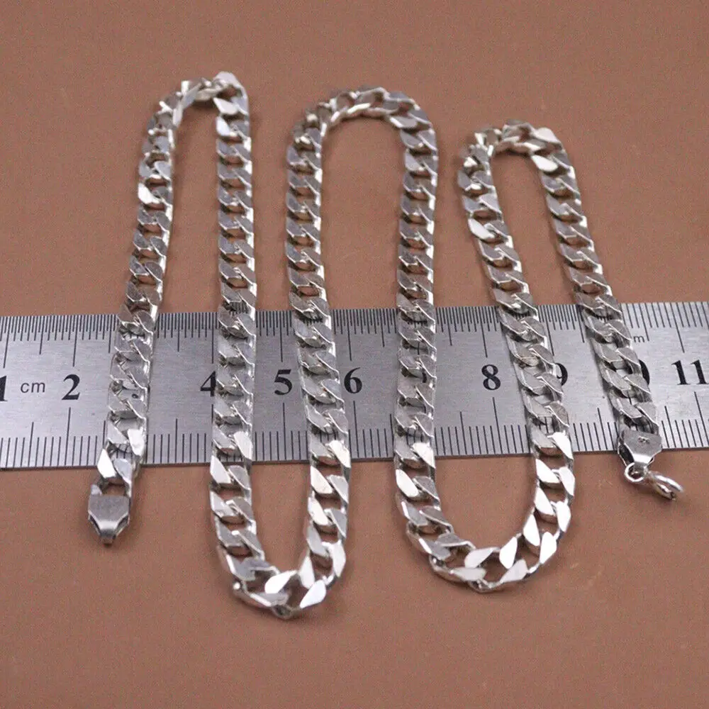 

Ожерелье из настоящего искусственного серебра 5,5 мм, цепочка из панцирного плетения 21,6 дюйма, с пружинной застежкой