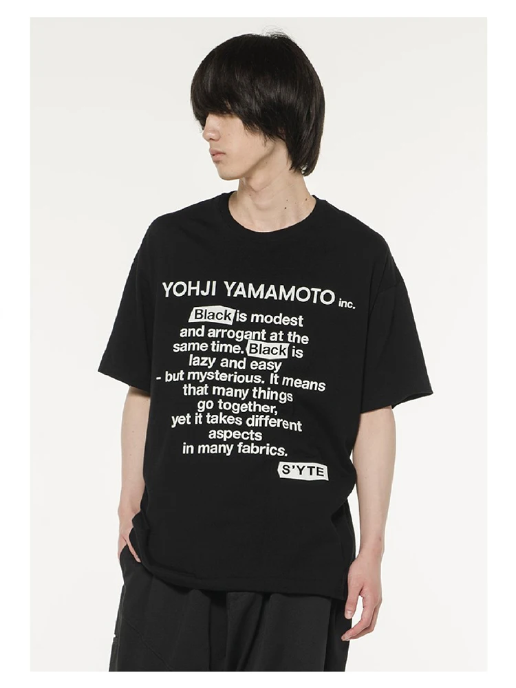 

Классические цитаты, футболка в темном стиле с коротким рукавом и цветком, футболки Yohji Yamamoto, топы, свободные футболки оверсайз с круглым вырезом, одежда унисекс