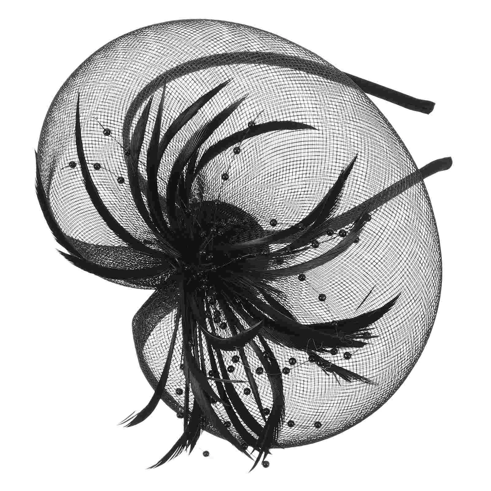 Сетчатая повязка на голову с перьями аксессуары для волос плетение страз белый