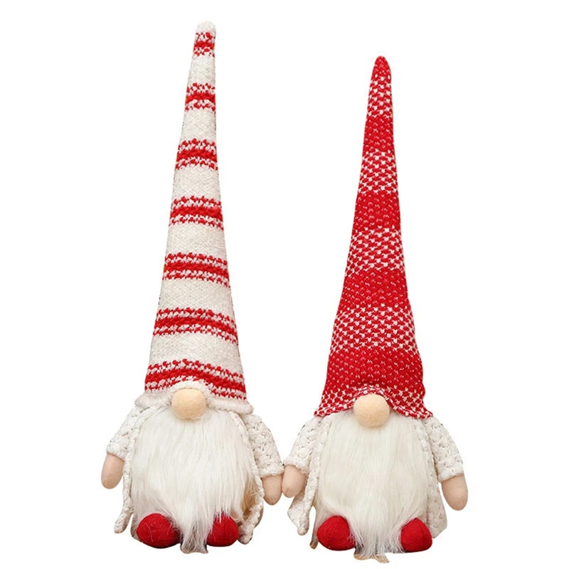 

Christmas LED Light Striped Cap Faceless Doll Little Figurine Ornament Decoration Shine Gnome Handmade Dolls Xmas