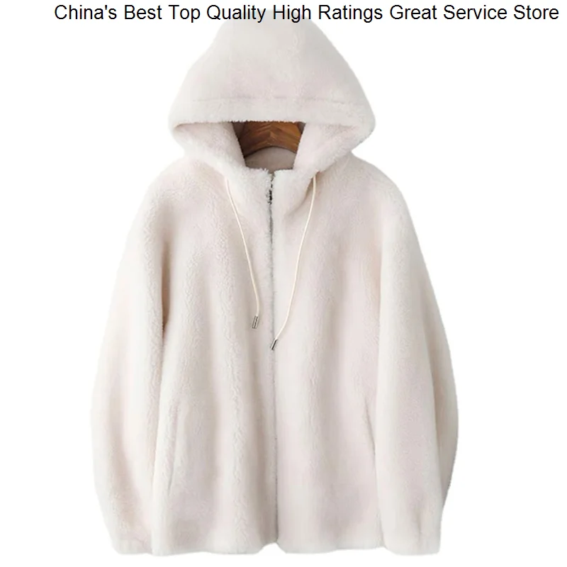 

Sheep Hwitex Winter Woman Fashion Shearing Coat Casual Lady Wool Fur Hoodie Jacket HW5090-2
