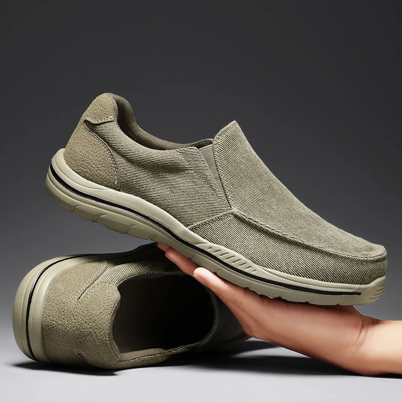 Кроссовки мужские легкие холщовые Вулканизированная подошва удобные лоферы