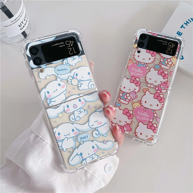 

Cartoon White Dog Kitty Phone Case for Samsung Galaxy Z Flip 3 5G Hard PC Back Cover for ZFlip3 Case Protective Shell