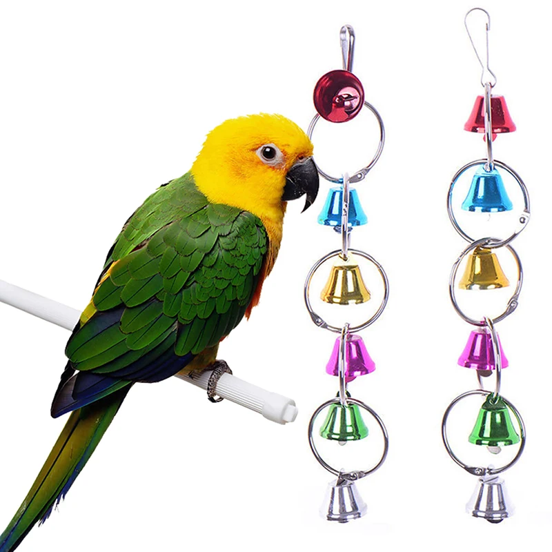 

Подвесной Колокольчик в виде попугая, металлическая игрушка, кольчик для клетки, качели для дома, товары для птиц