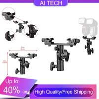 double twins dual hot shoe speedlight stand bracket mount holder for canon flash light swivel lamp bulb with umbrella socket