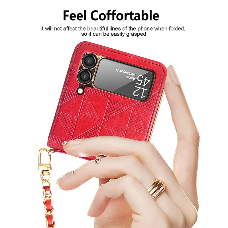 

Подходит для Samsung Galaxy Filp3, кожаный чехол для телефона Filp3, сумка на цепочке, складной защитный кожаный чехол для экрана, ремешок