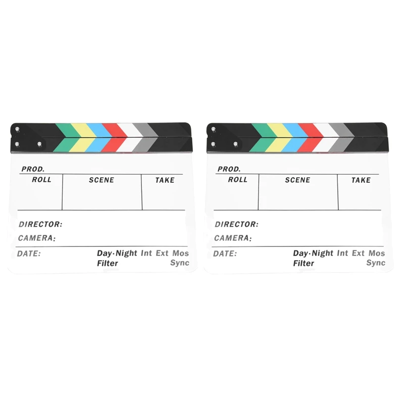

2X Generic Acrylic Colorful Clapperboard TV Film Movie Slate Cut Role Play Prop