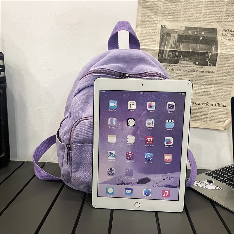 Xiaomi Canvas Women Small Backpack Vintage Feminina School Mini Backpack Women  Bagpack Female Solid Girl Mochilas