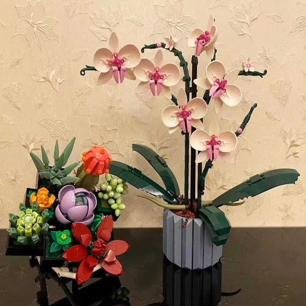 

10309 Ideas Botanical Succulent Orchid Moc Bouquet Flowers Brick Model Building Blocks Toys Birthday Girlfriend Romantic Gifts