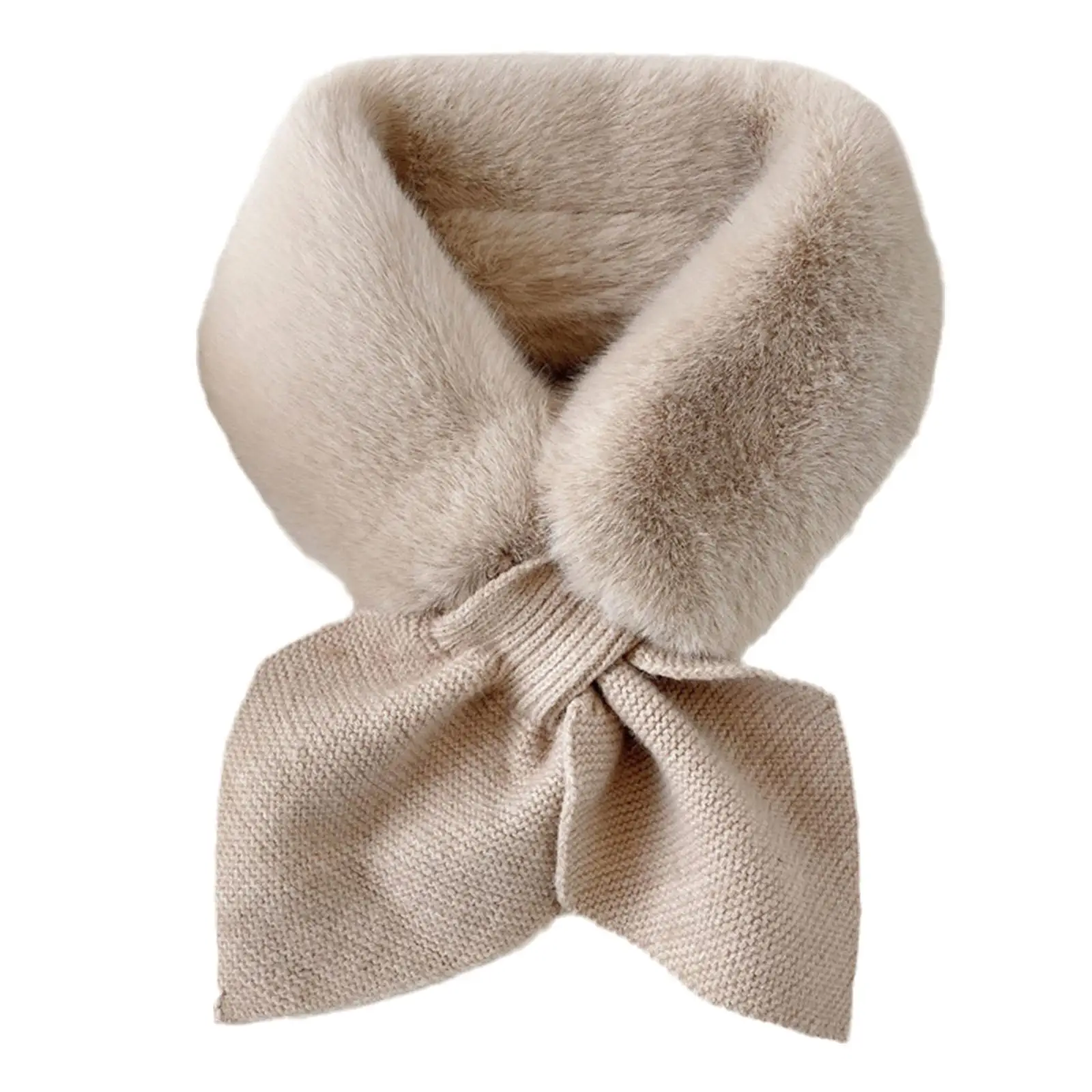 

Knitting Stitching Fur Collar Imitation Rabbit Fur Collar Cross Plush Scarf Fashion Winter Warm Thicken Neck Wrap Scarve
