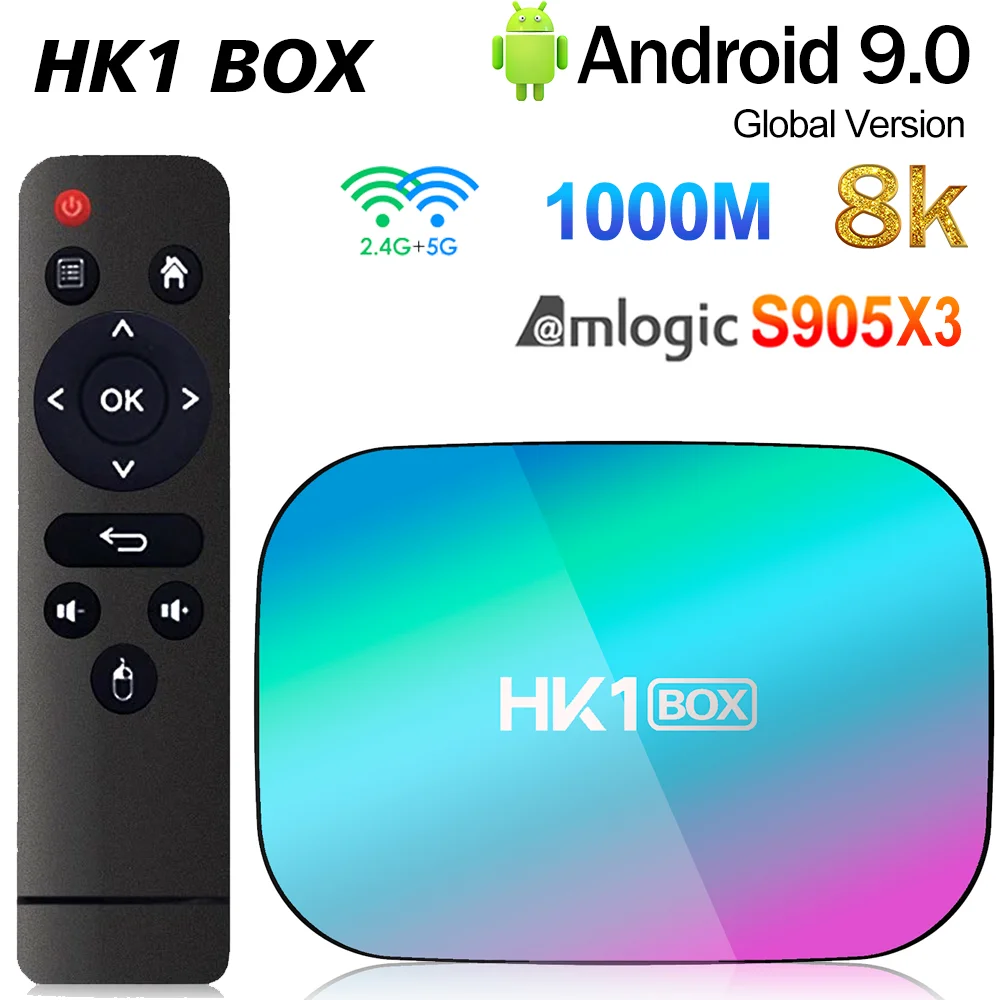 Приставка Смарт-ТВ HK1 Amlogic S905X3 4 + 32 ГБ Android 9 0