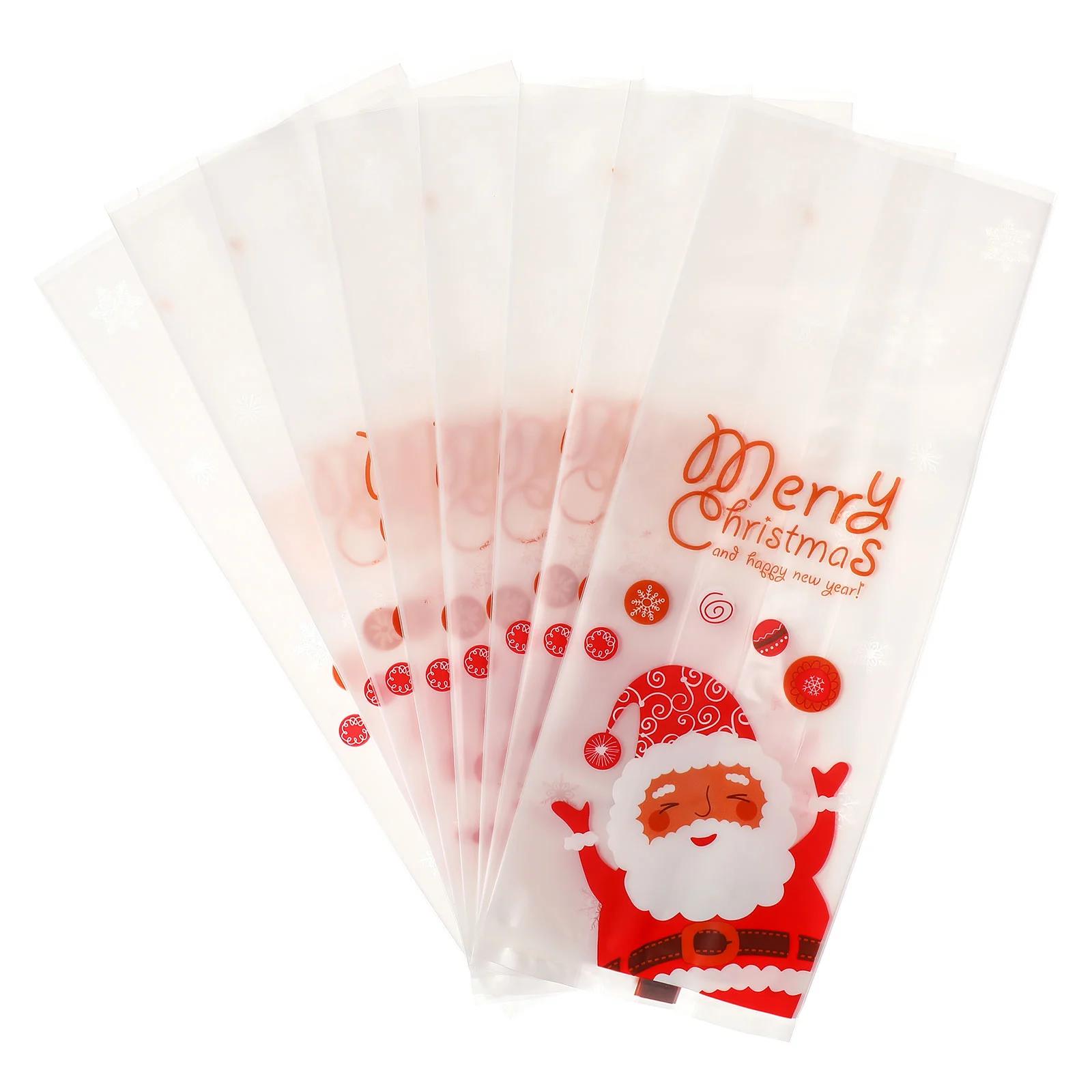 

50pcs Christmas Gift Treat Bags Santa Claus Candy Bags Cookie Biscuit Pouches Party Favor Packaging Bags