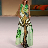 high quality v neck slim fit elegant ladies v neck sleeveless plus size dress floral butterfly cute cat fashion party 2022