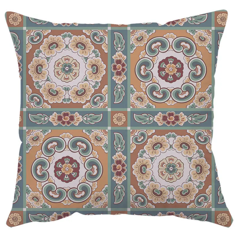 Чехол для подушки с изображением мандалы, роскошная Этническая наволочка в стиле бохо, с абстрактным геометрическим рисунком, для спальни, садового стула, B0067