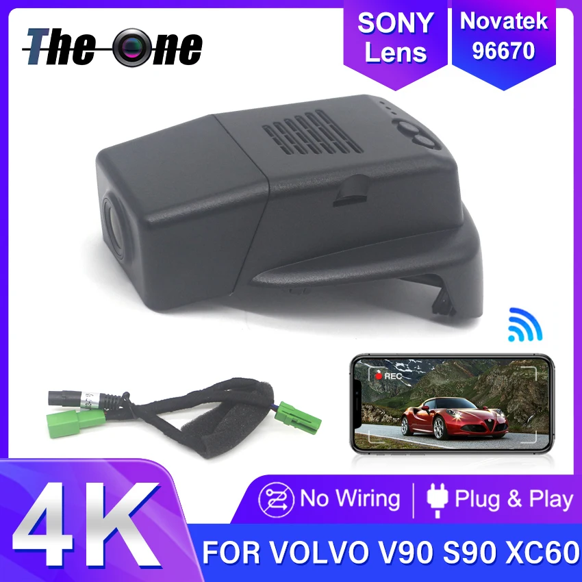 

Скрытый Автомобильный видеорегистратор Wi-Fi 4K 2160P UHD, видеорегистратор для Volvo V90 Cross Country S90 XC60 D3 T8 2018 2019 2020 2021