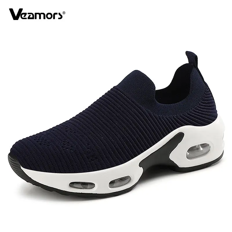 

Mesh Women Outdoor Running Shoes Weaving Sneakers Cushion Female Sport Height Increasing Platform Sock Breathable Soft Athletic