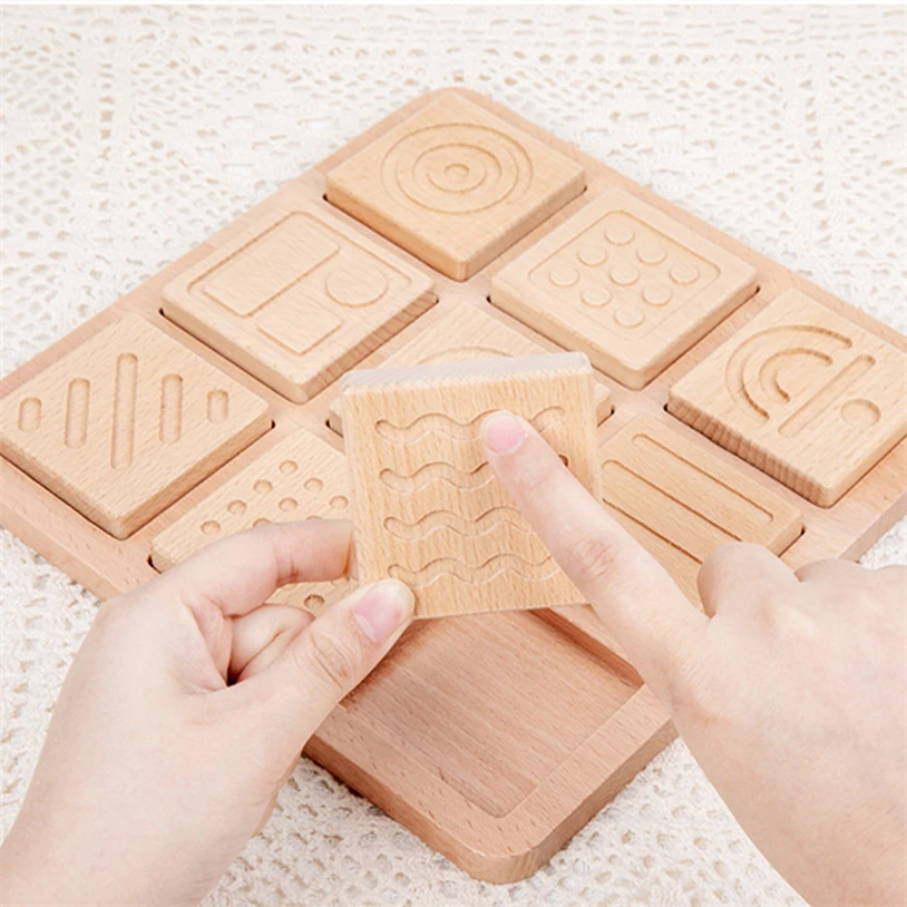 

Wooden Toy Montessori Touch Feeling Pad Board Puzzle Montessori Educational Learning Sensory Games For Babies Development C64W