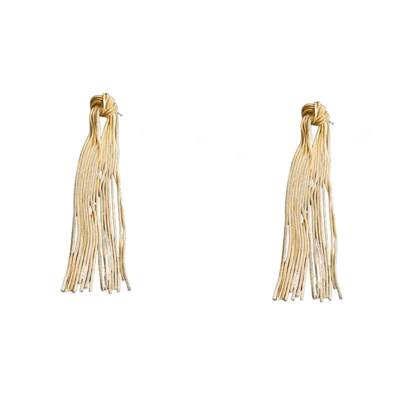 925 Silver Needle Knot Long Tassel Earrings,Small Design Sense Ear Drop for Women,Personality And Charmful