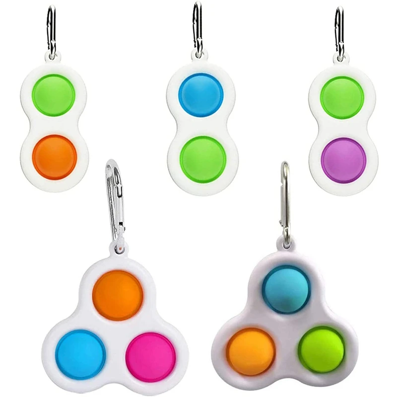 

5 Pack Simple Dimple Fidget Toys,Keychain Stress Reliever Toy For Adults And Kids, Office And Desk Toys,Sensory Toy