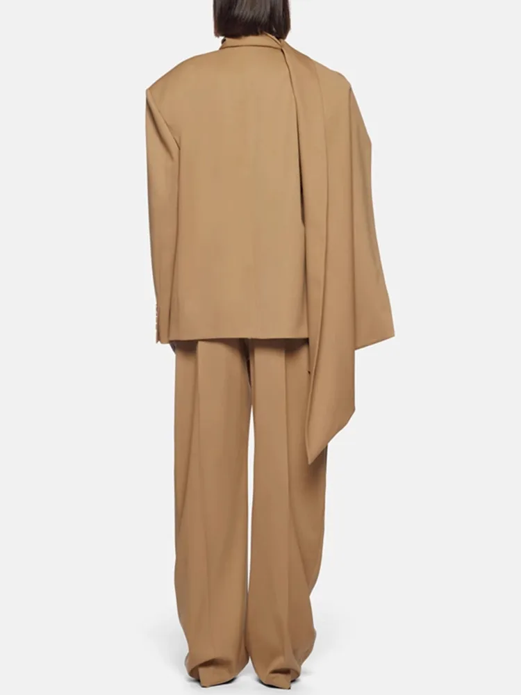 Женский блейзер на одной пуговице DEAT однотонный пиджак с воротником-шарфом и