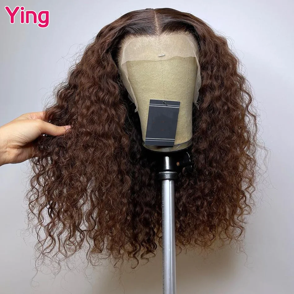 

Кружевной передний парик Ying Hair 1B коричневого цвета 13x 4, парик из человеческих волос, волнистые волосы 13x 6, кружевной передний парик, предварительно выщипанный прозрачный кружевной парик 5x5